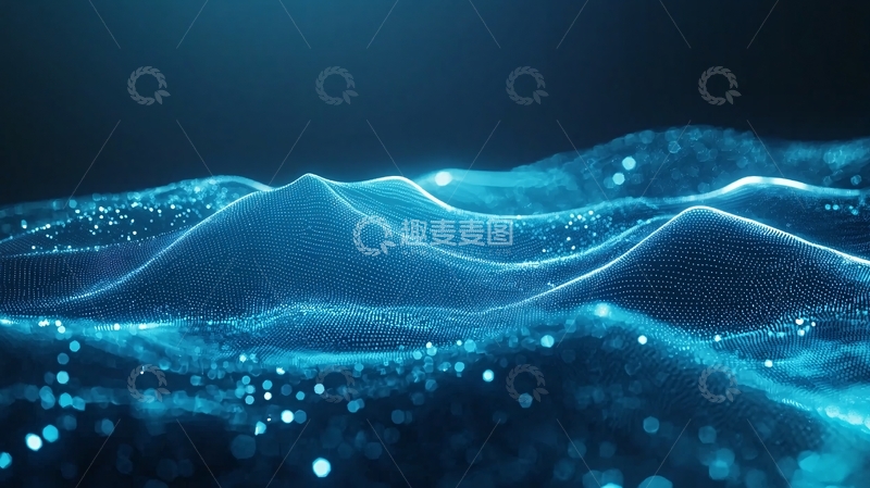 高清大图下载【趣麦麦图】蓝色科技感粒子波浪