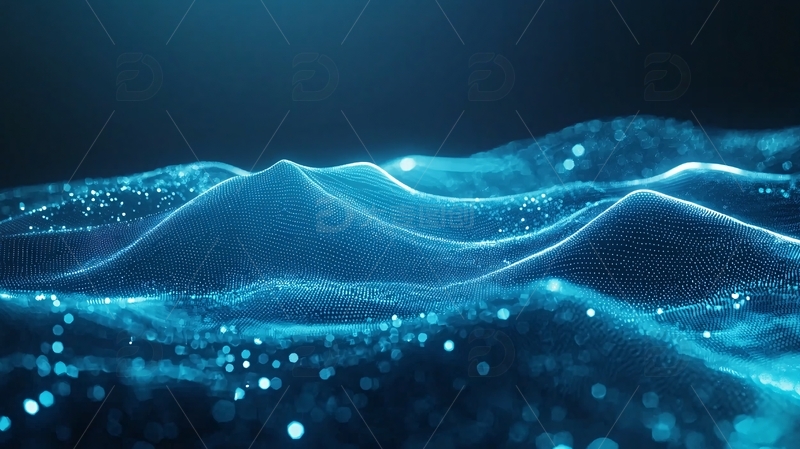 高清大图下载【趣麦麦图】蓝色科技感粒子波浪