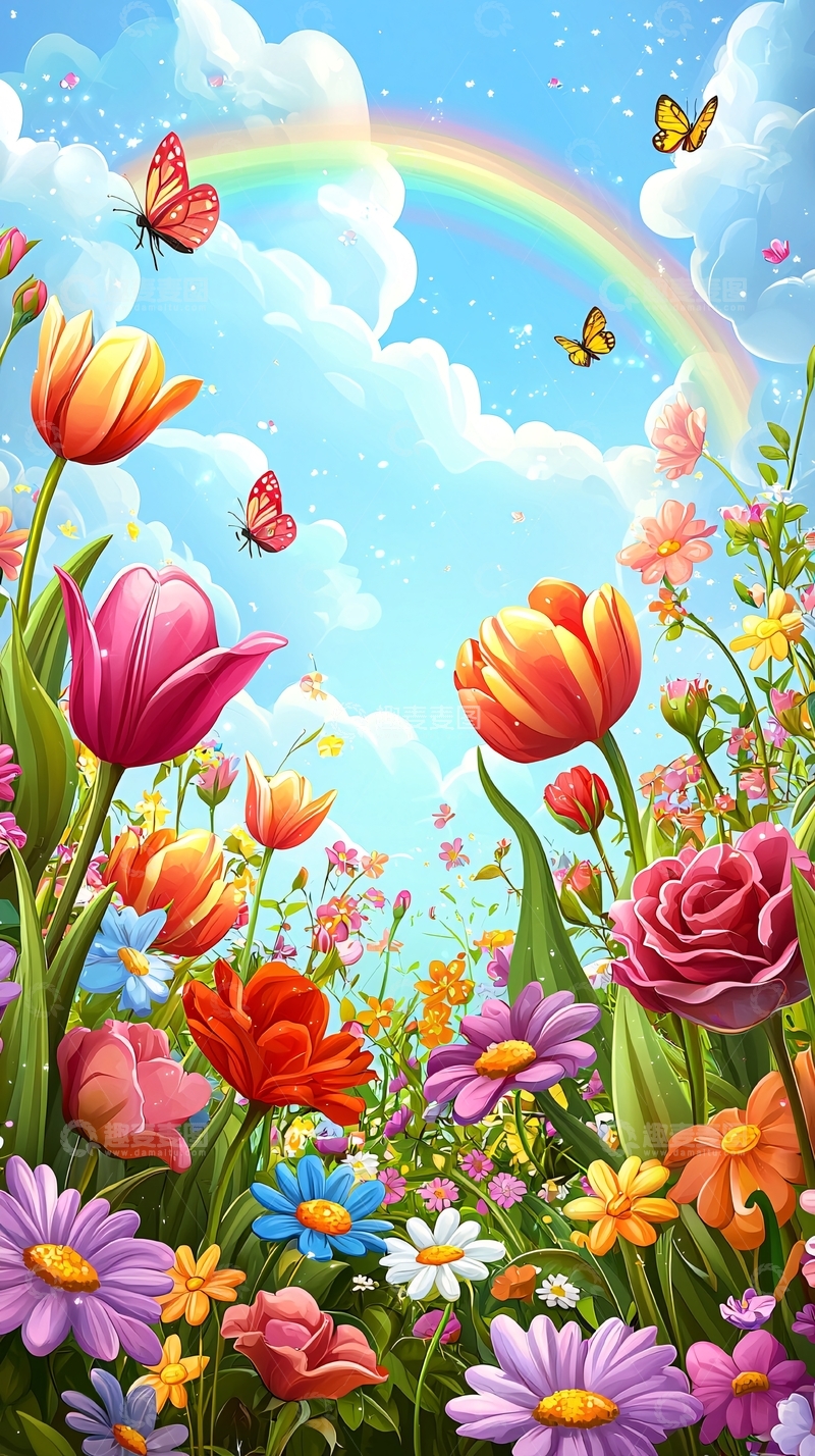 高清大图下载【趣麦麦图】彩虹花田