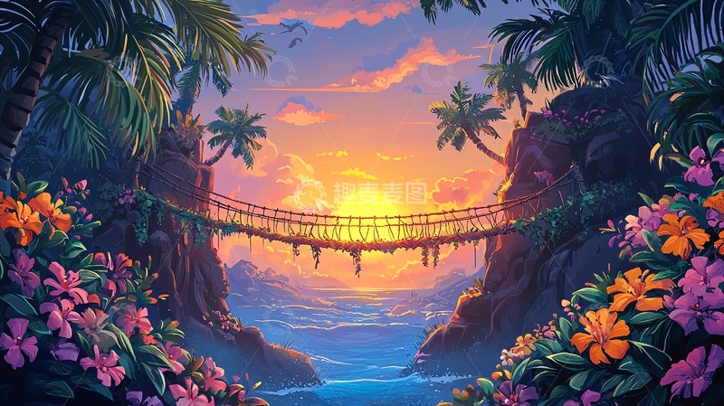 高清大图下载【趣麦麦图】热带天堂日落景色