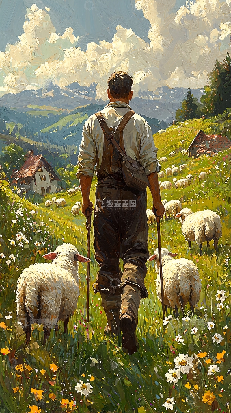 高清大图下载【趣麦麦图】牧羊人背影