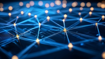 蓝色光线连接网络节点