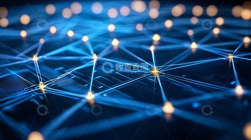 高清大图下载【趣麦麦图】蓝色光线连接网络节点