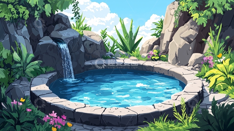 高清大图下载【趣麦麦图】热带雨林小水池
