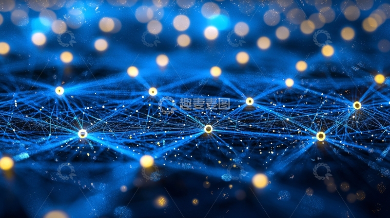 高清大图下载【趣麦麦图】蓝色科技感网络连接