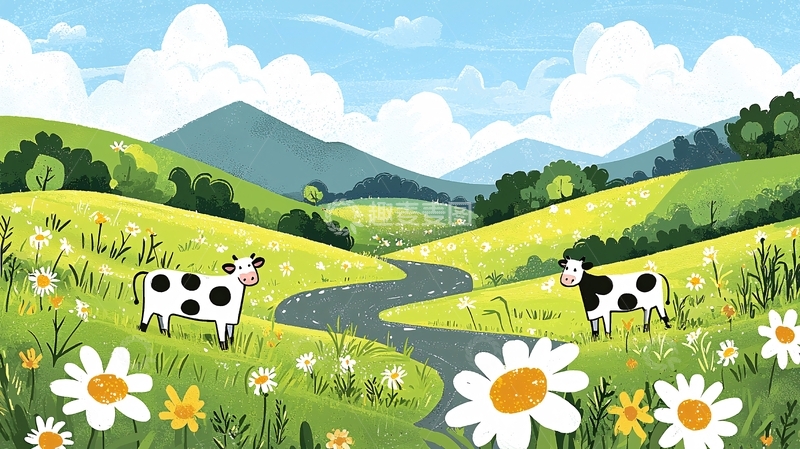 高清大图下载【趣麦麦图】田园牧歌风格插画