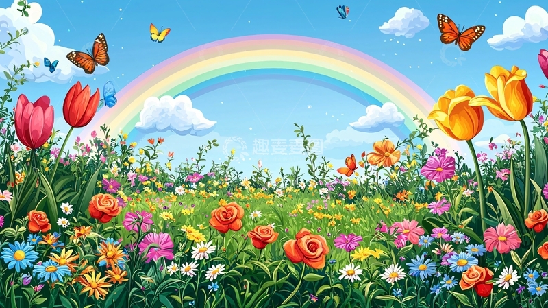 高清大图下载【趣麦麦图】彩虹花田