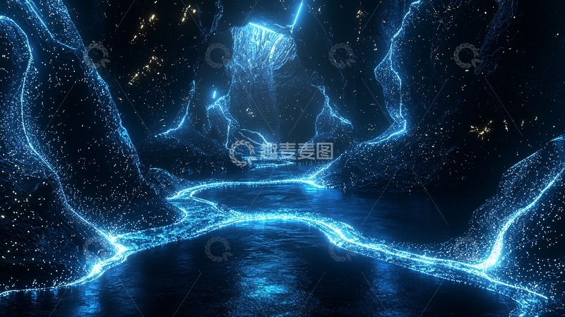 高清大图下载【趣麦麦图】奇幻蓝色发光峡谷