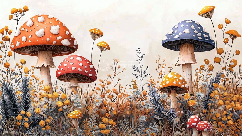 高清大图下载【趣麦麦图】童话风格蘑菇田园风景