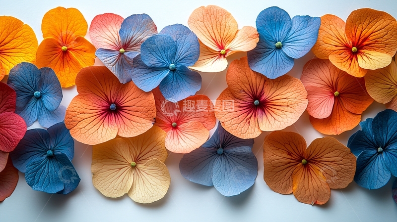 高清大图下载【趣麦麦图】彩色纸质绣球花