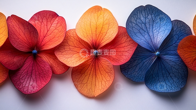 高清大图下载【趣麦麦图】彩色绣球花花瓣特写