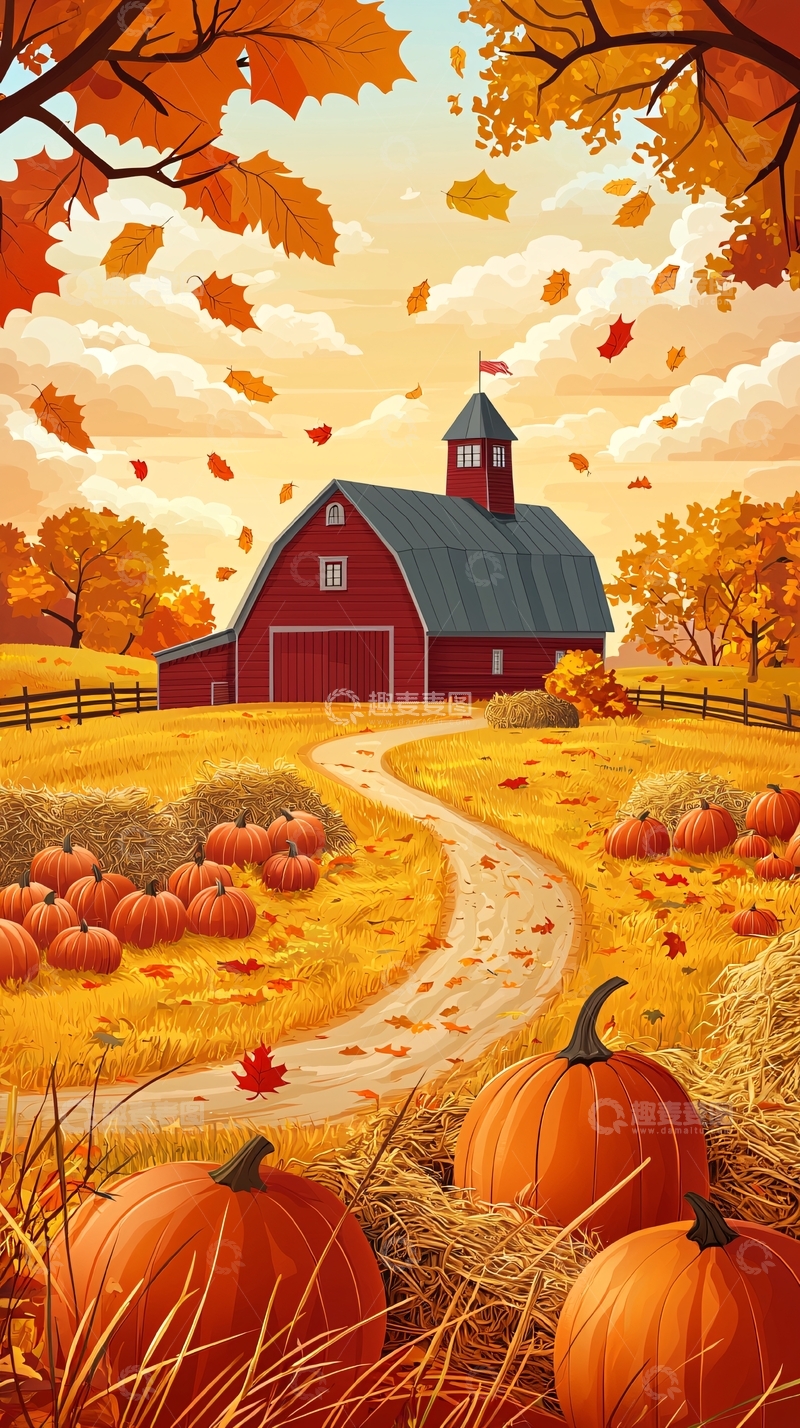 高清大图下载【趣麦麦图】秋日农场红屋