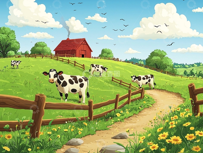 高清大图下载【趣麦麦图】卡通农场风景