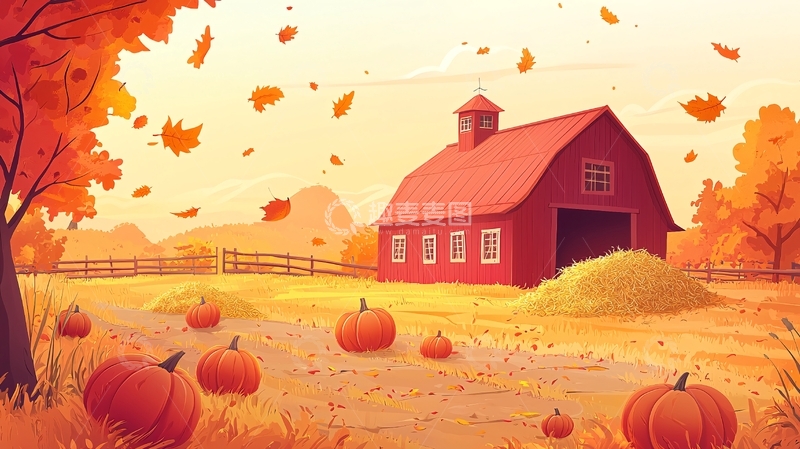 高清大图下载【趣麦麦图】秋日乡村田园丰收景象