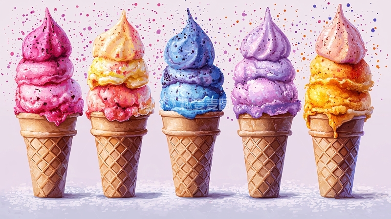 高清大图下载【趣麦麦图】彩色冰淇淋蛋筒