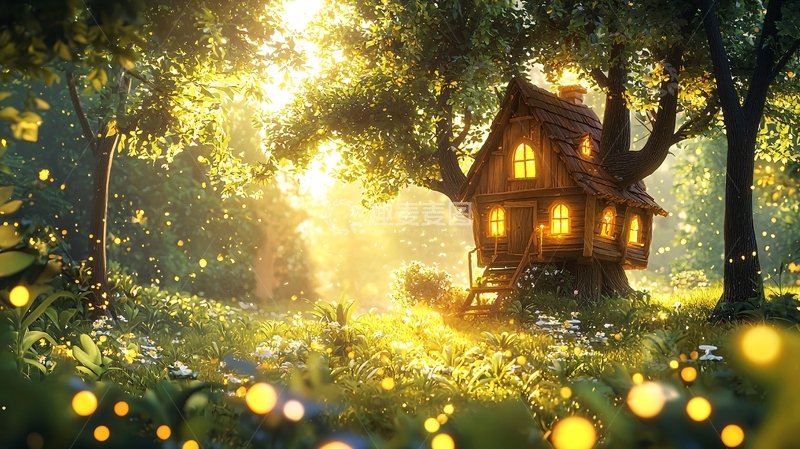 高清大图下载【趣麦麦图】林间小屋童话氛围感