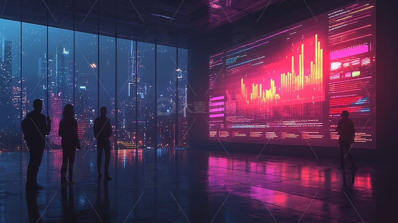 高清大图下载【趣麦麦图】夜景都市数据分析