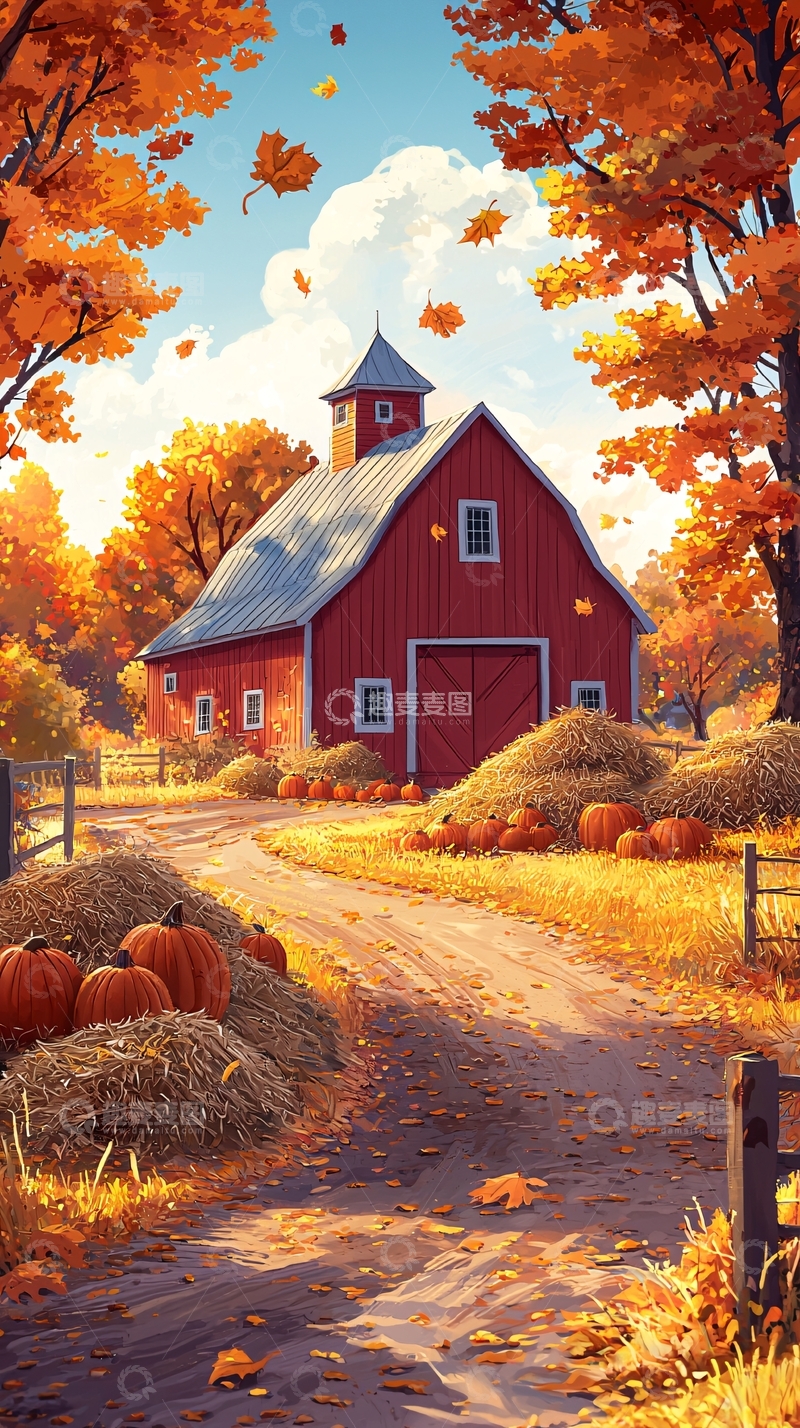 高清大图下载【趣麦麦图】秋日谷仓美景