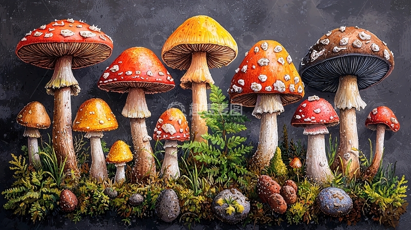 高清大图下载【趣麦麦图】多彩蘑菇高清图片
