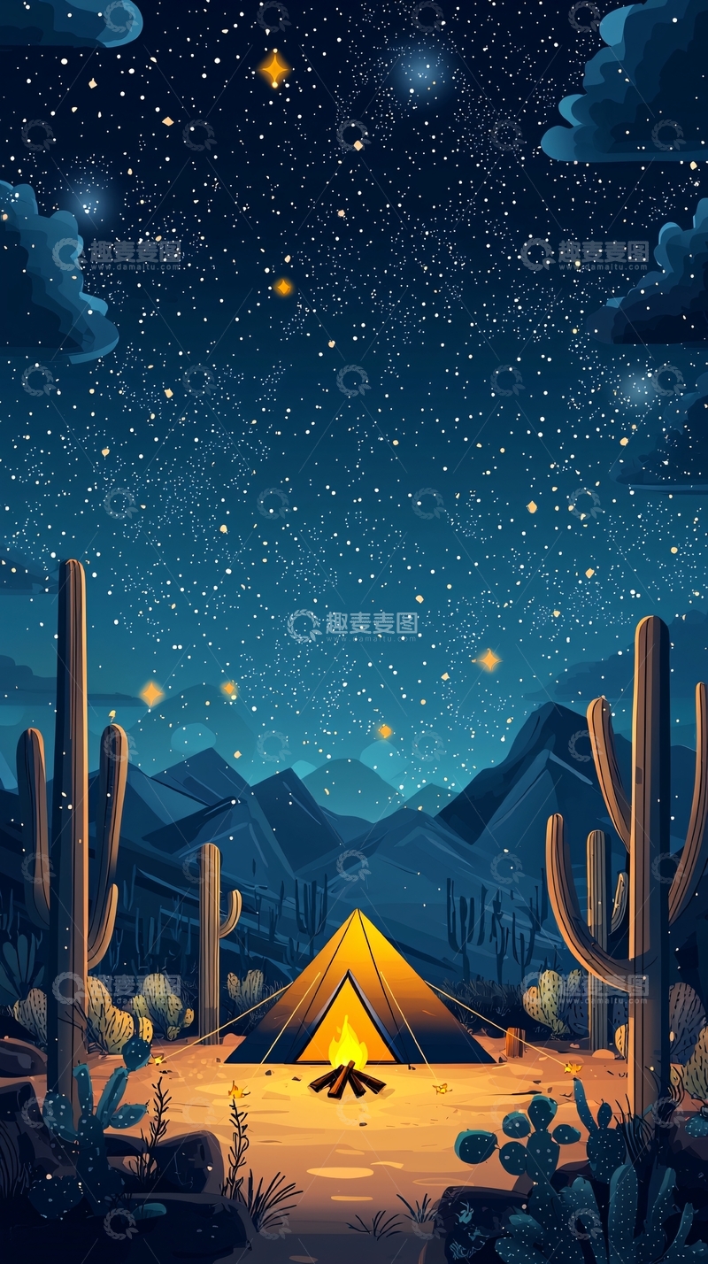 高清大图下载【趣麦麦图】星空下的营地