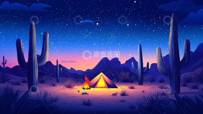 高清大图下载【趣麦麦图】沙漠星空营地