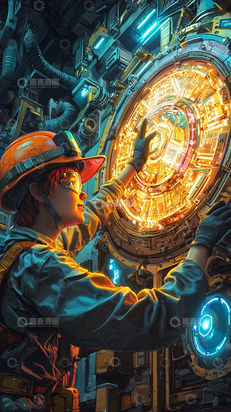 高清大图下载【趣麦麦图】机械师在未来控制台工作