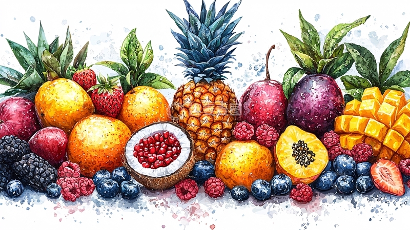 高清大图下载【趣麦麦图】水彩水果画