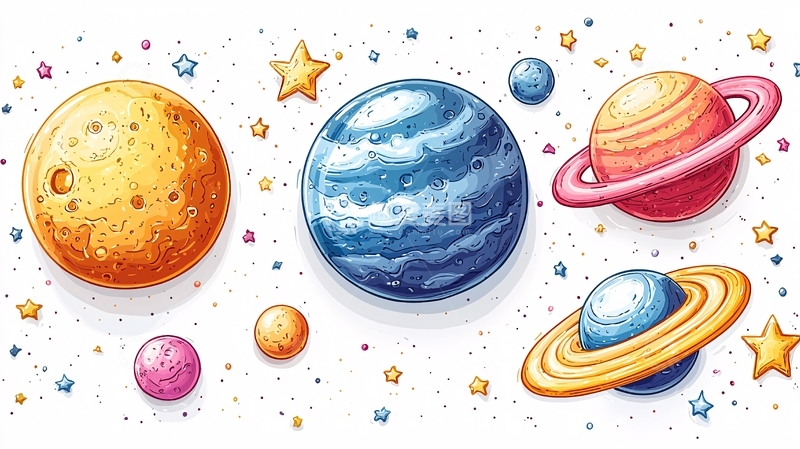 高清大图下载【趣麦麦图】手绘卡通星球