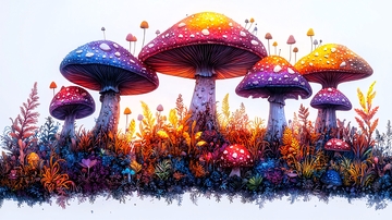 彩虹色梦幻蘑菇