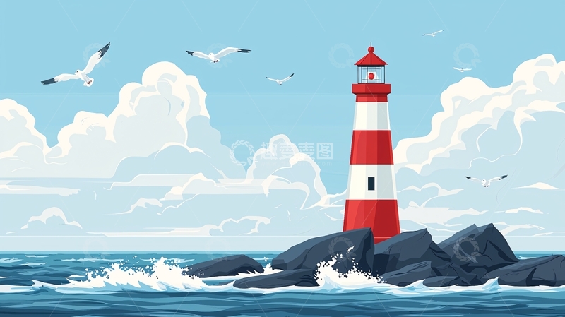 高清大图下载【趣麦麦图】海边灯塔风景图