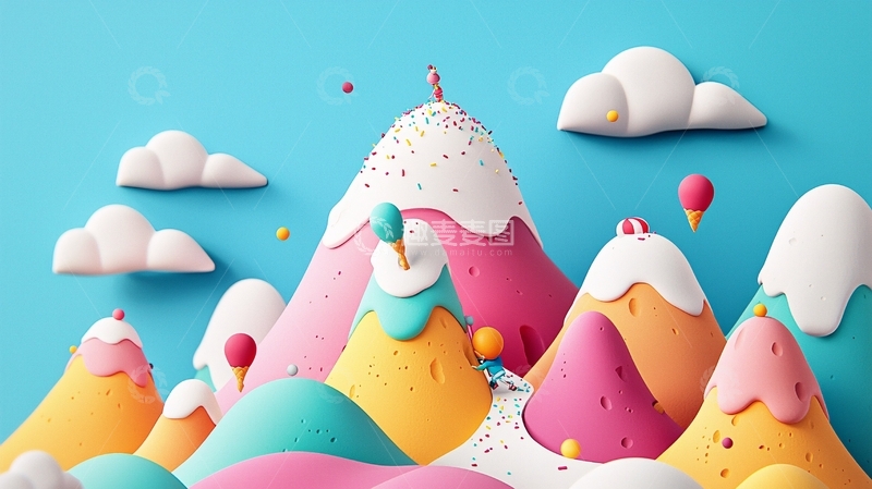 高清大图下载【趣麦麦图】卡通糖果山