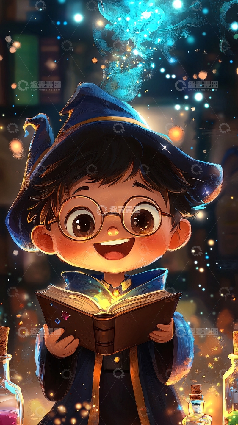 高清大图下载【趣麦麦图】可爱魔法师男孩
