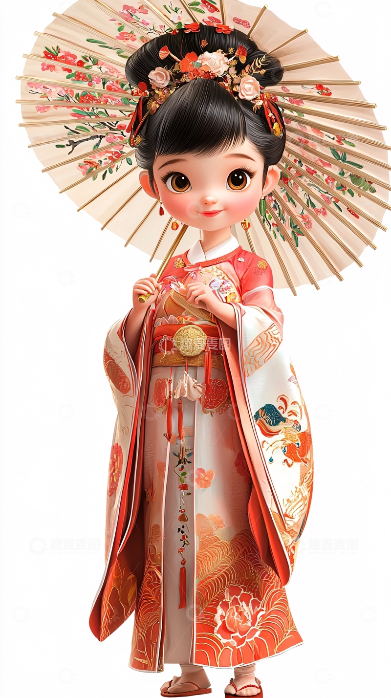 高清大图下载【趣麦麦图】卡通古风少女