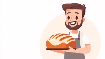 快乐面包师手捧面包