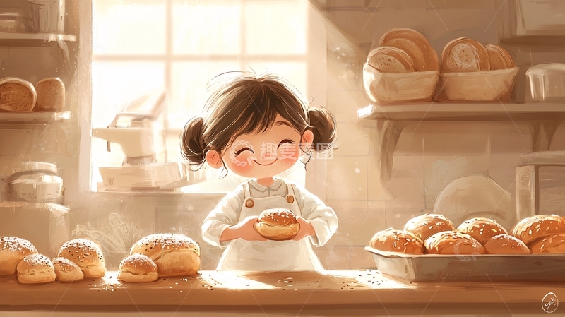 高清大图下载【趣麦麦图】烘焙店女孩