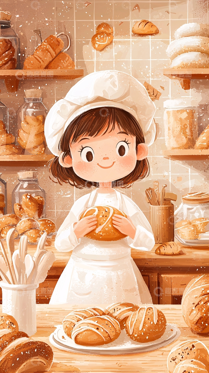 高清大图下载【趣麦麦图】烘焙女孩