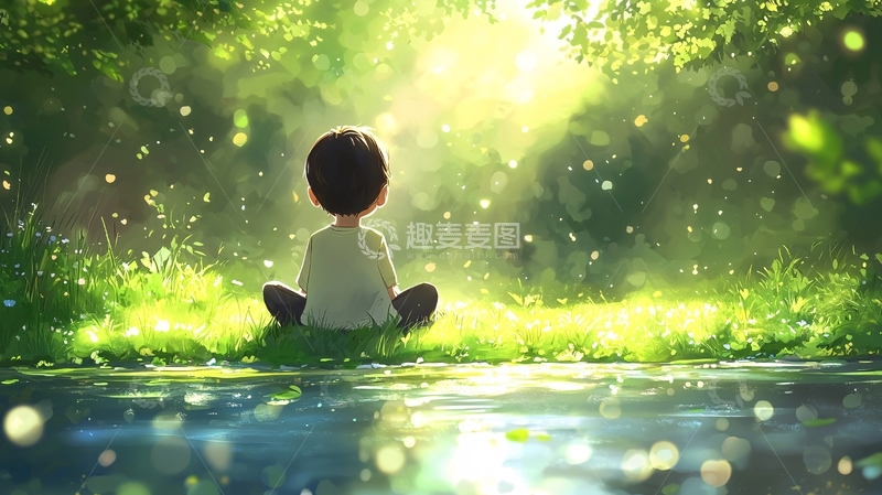 高清大图下载【趣麦麦图】阳光森林男孩