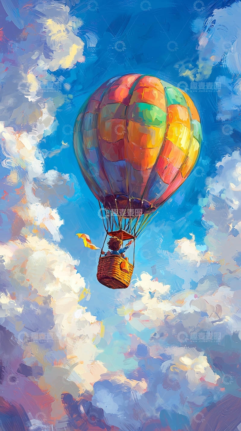 高清大图下载【趣麦麦图】彩色热气球天空云朵