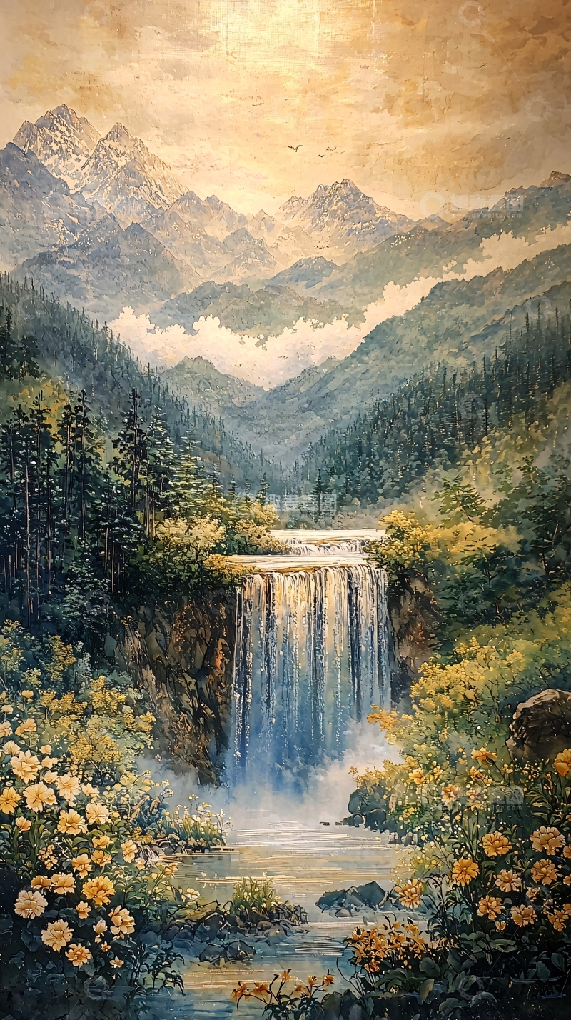 高清大图下载【趣麦麦图】山水风景油画风格