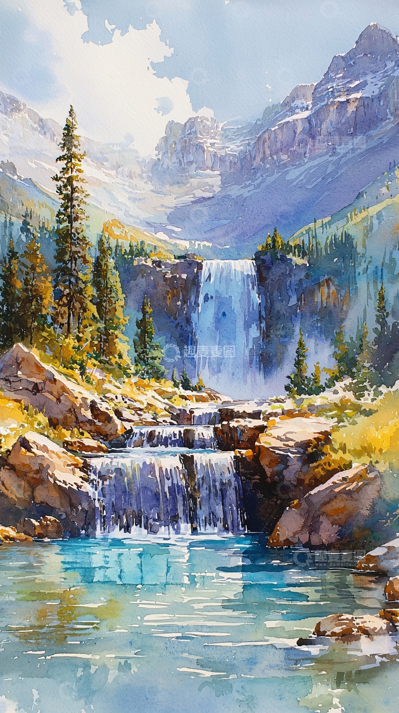 高清大图下载【趣麦麦图】山间瀑布