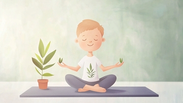 卡通男孩冥想