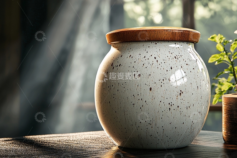 高清大图下载【趣麦麦图】木盖陶瓷罐