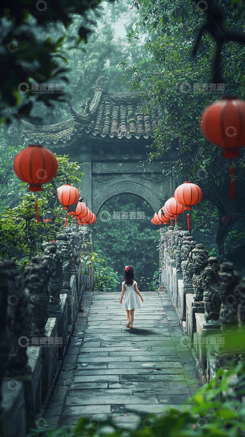 高清大图下载【趣麦麦图】古色古香的中国园林小路