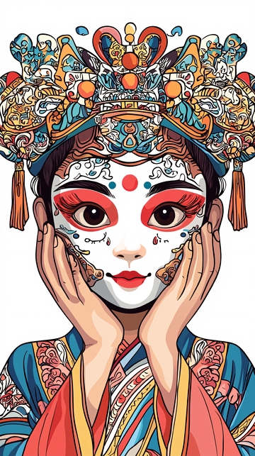 京剧脸谱卡通女孩