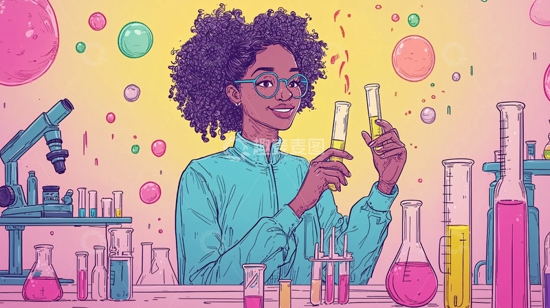 高清大图下载【趣麦麦图】非洲裔女科学家