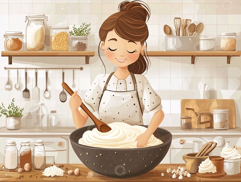 高清大图下载【趣麦麦图】厨房女孩