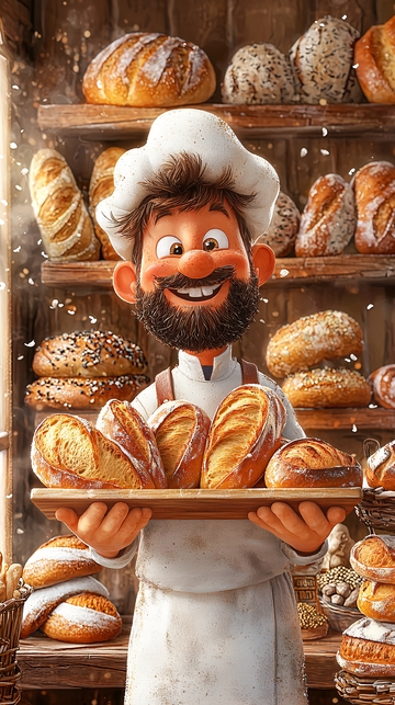 卡通面包师