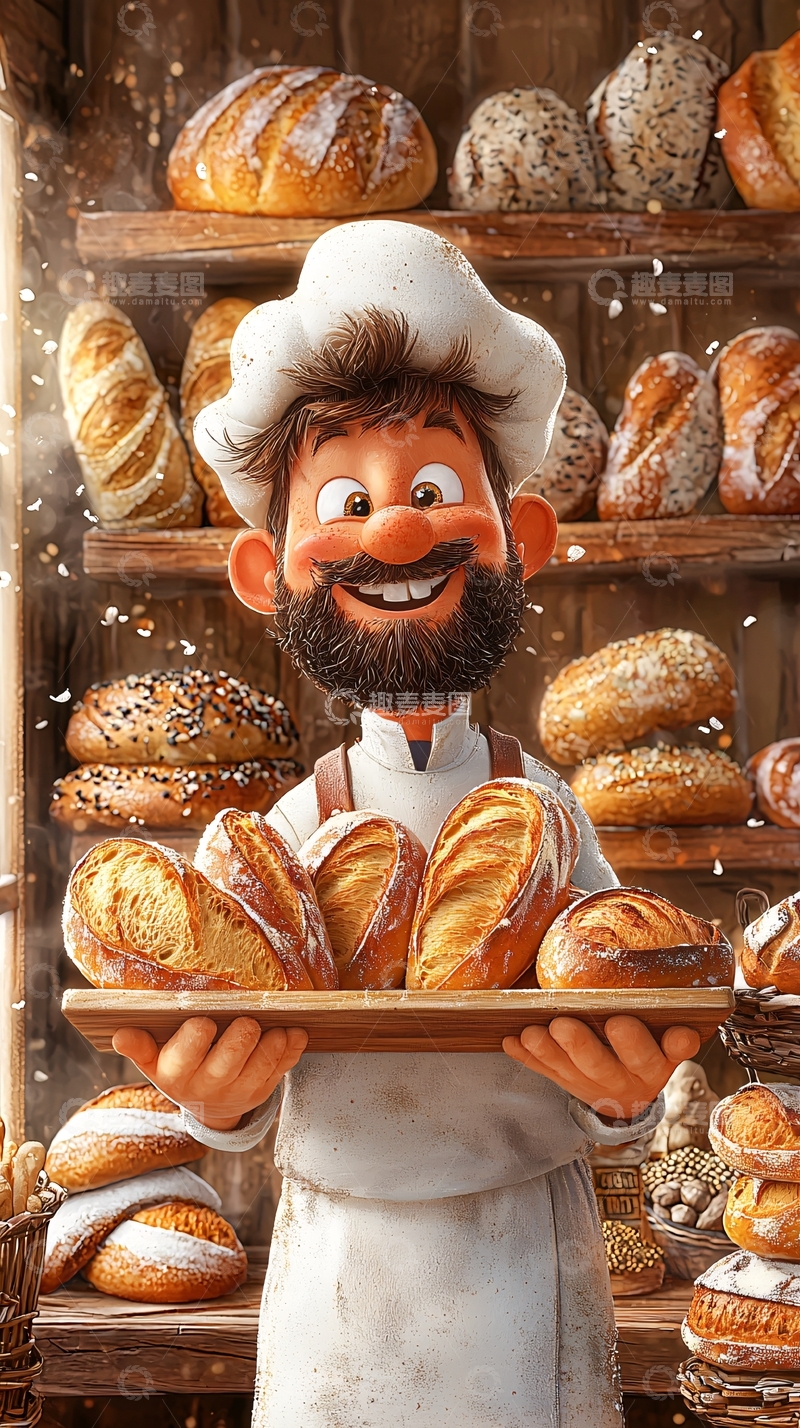 高清大图下载【趣麦麦图】卡通面包师
