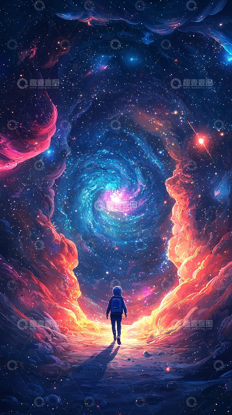 高清大图下载【趣麦麦图】孤独的人走向宇宙