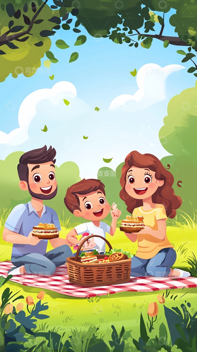 高清大图下载【趣麦麦图】家庭野餐